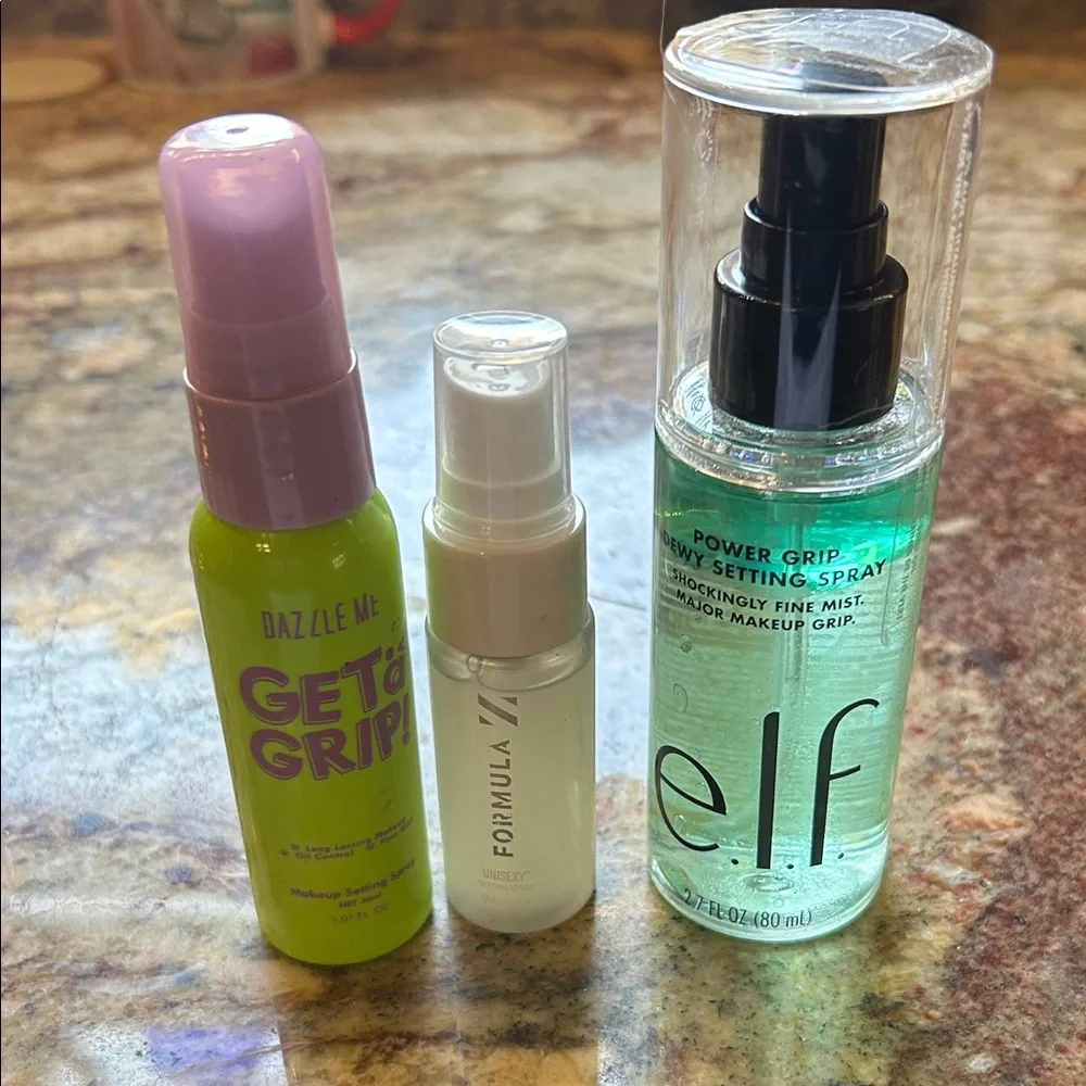 ELF Power Grip Dewy Setting Spray; Get a Grip & Formula Z Setting Spray; Unused